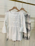 Cotton Embroidered Peplum Tiered Tops